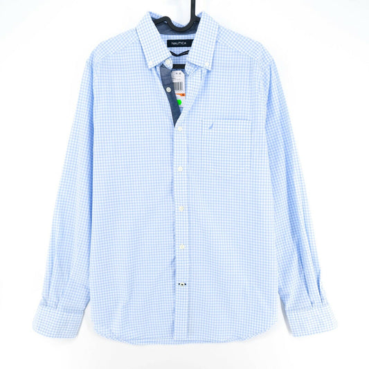 NAUTICA Blue Check Classic Fit Stretch Shirt Size S