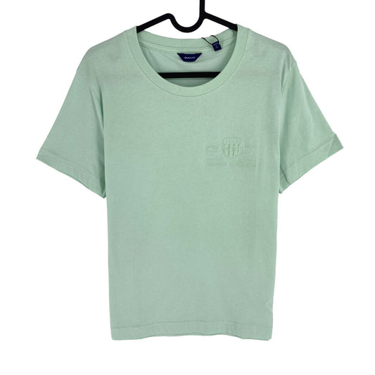 GANT Women Minty Green Tonal Archive Shield Crew Neck SS T Shirt Size L