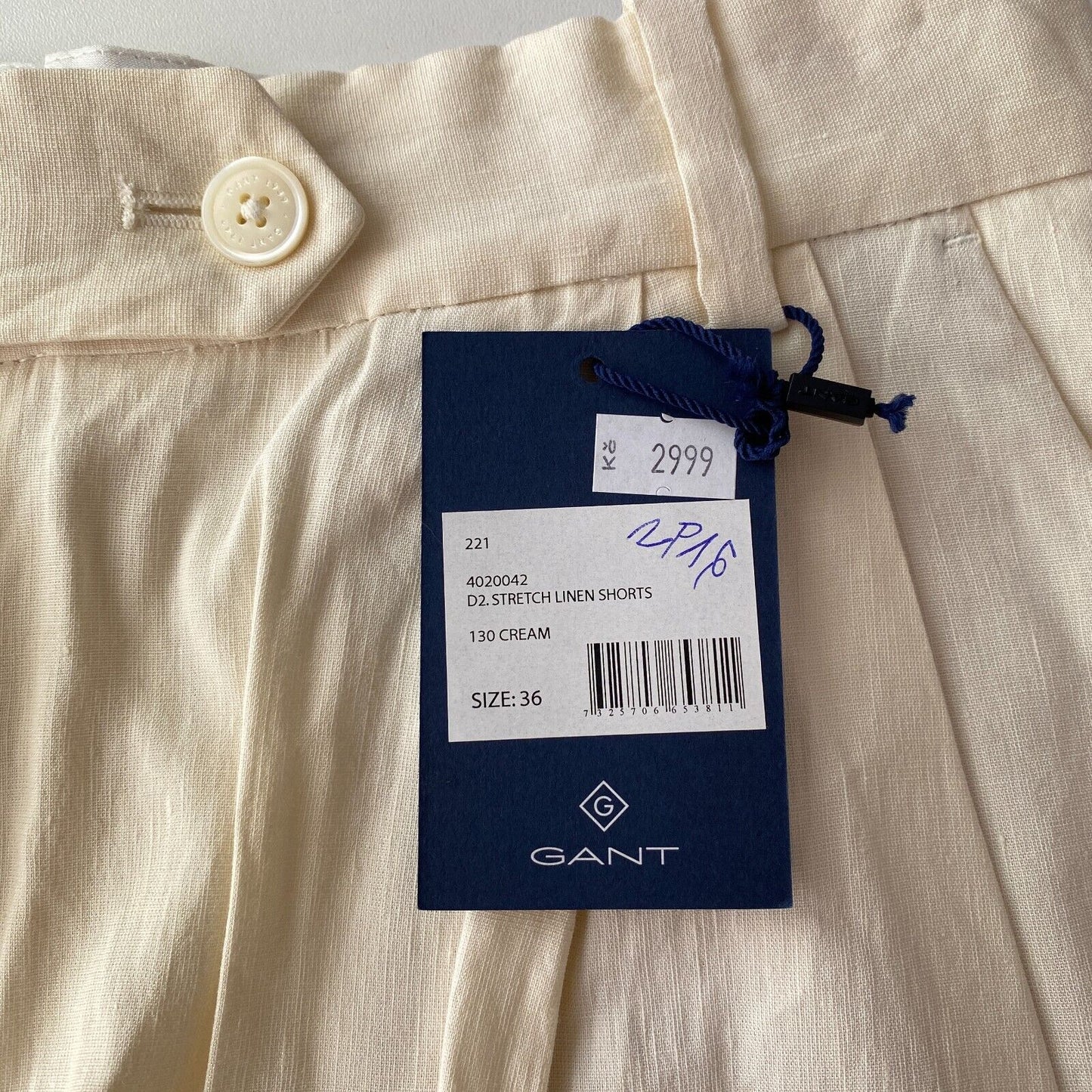 GANT Women Light Beige Regular Fit Linen Shorts Size EUR 36 W26