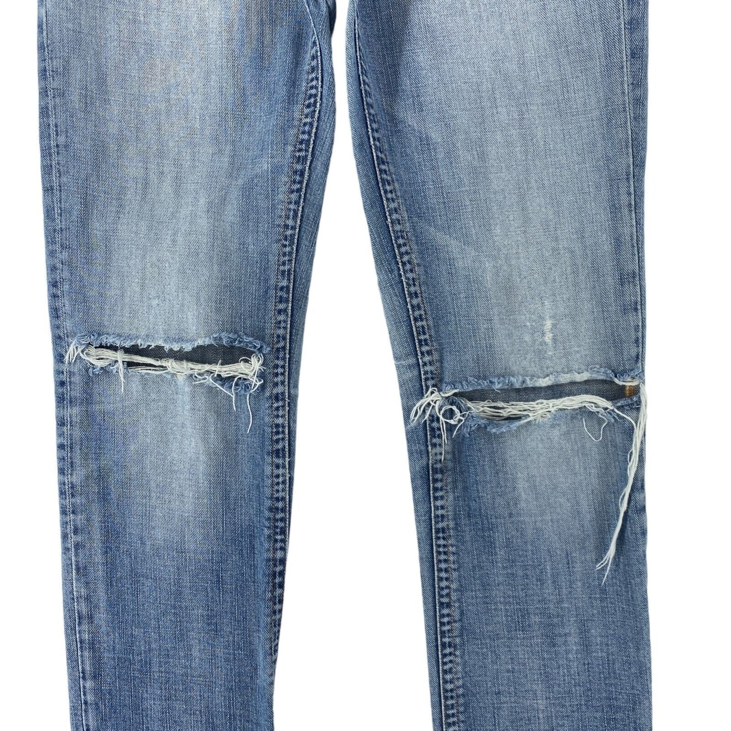 Replay Women Blue Regular Tapered Fit Ripped Jeans W28 L30