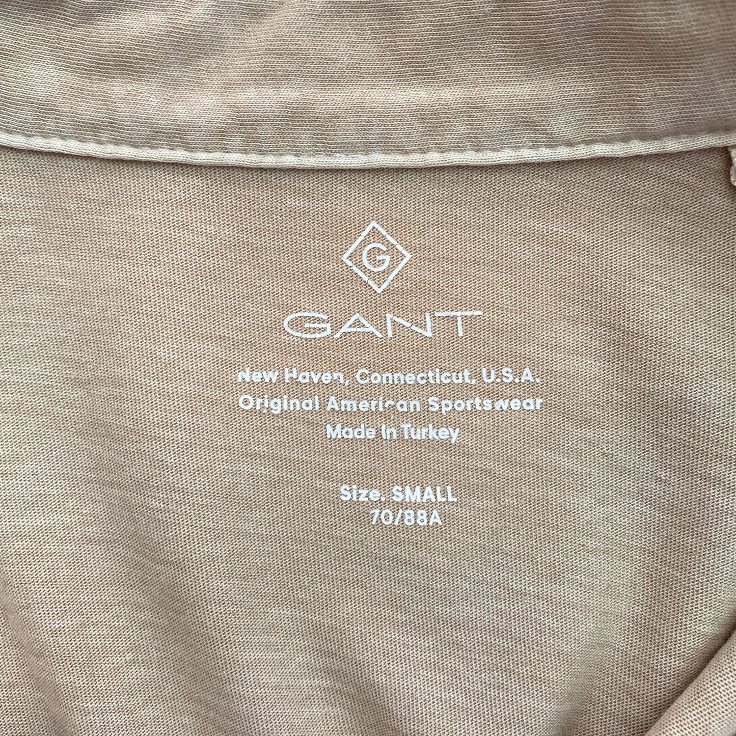 GANT Men Brown Solid Sun Faded Jersey Rugger Short Sleeve Polo Shirt Size S