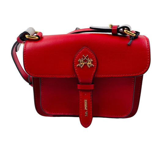 La Martina Red Mini 100% Leather Shoulder Bag Handbag