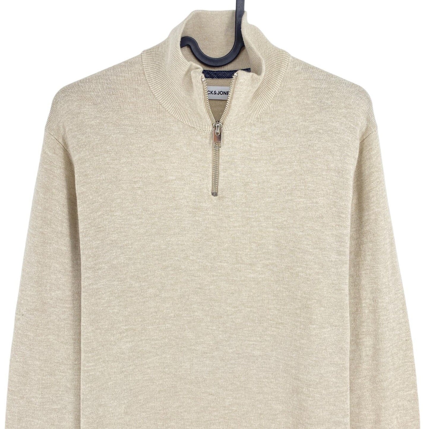 JACK&JONES Beige Knit Half Zip Sweater Jumper Size M