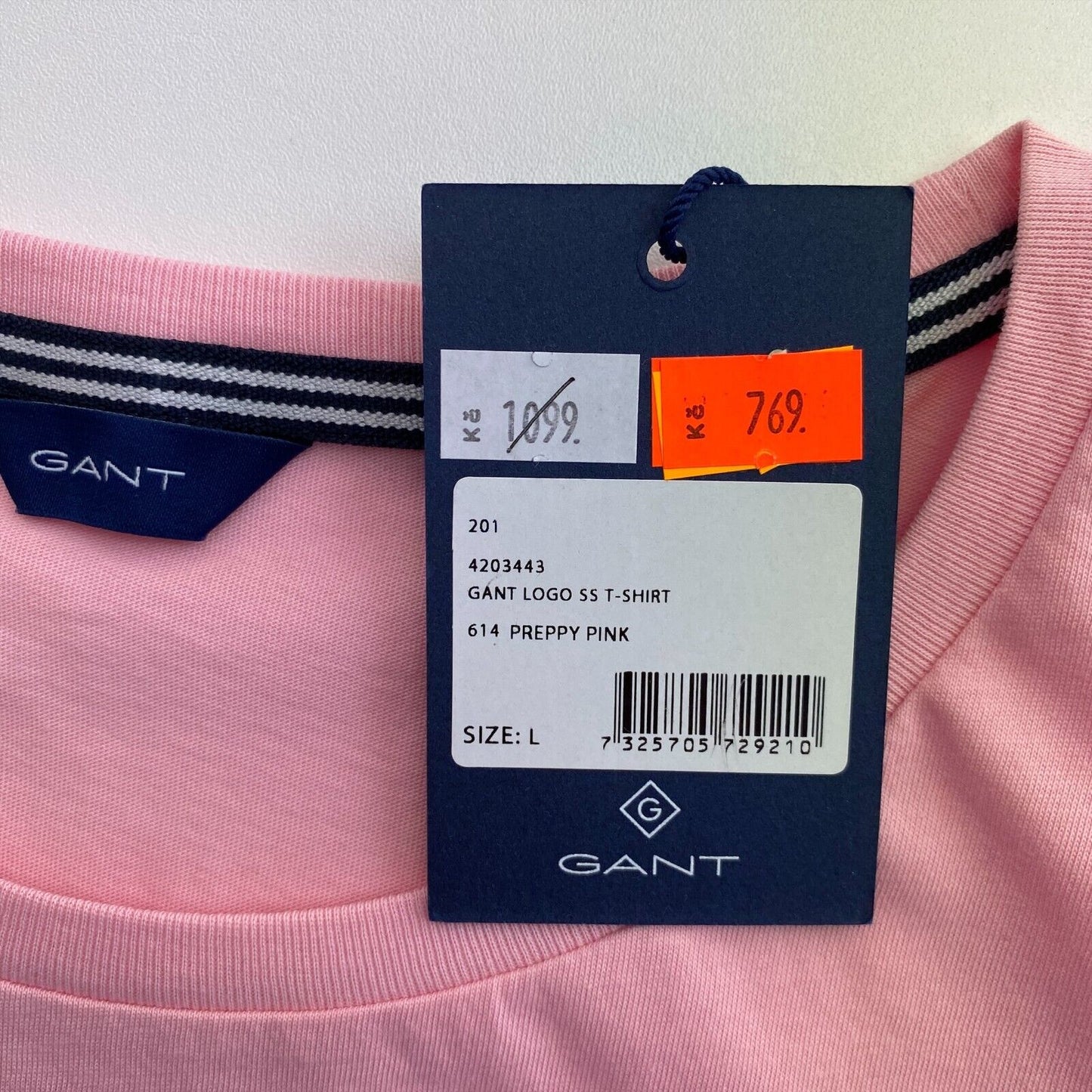 GANT Pink Logo Crew Neck T Shirt Size L