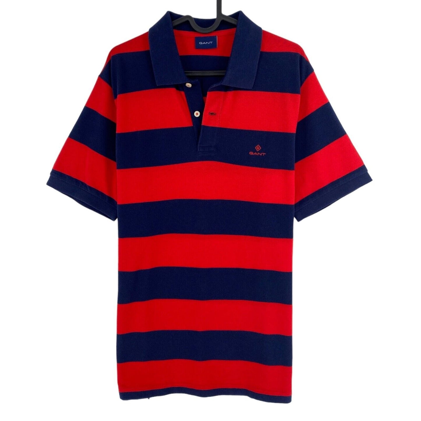 GANT Red Bar Stripe Pique Rugger Polo Shirt Size L