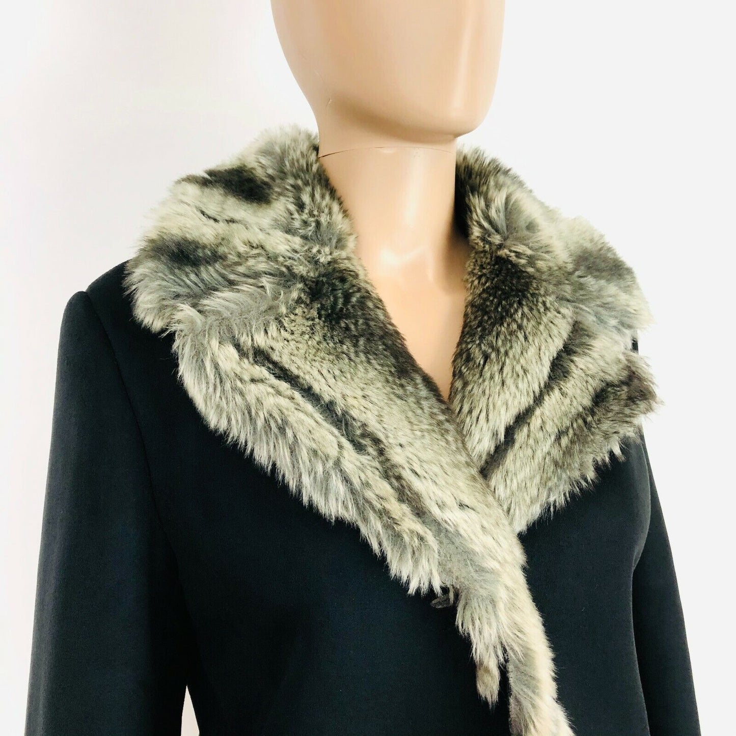 Handmade Unbranded Black Faux Fur Coat Jacket Size M