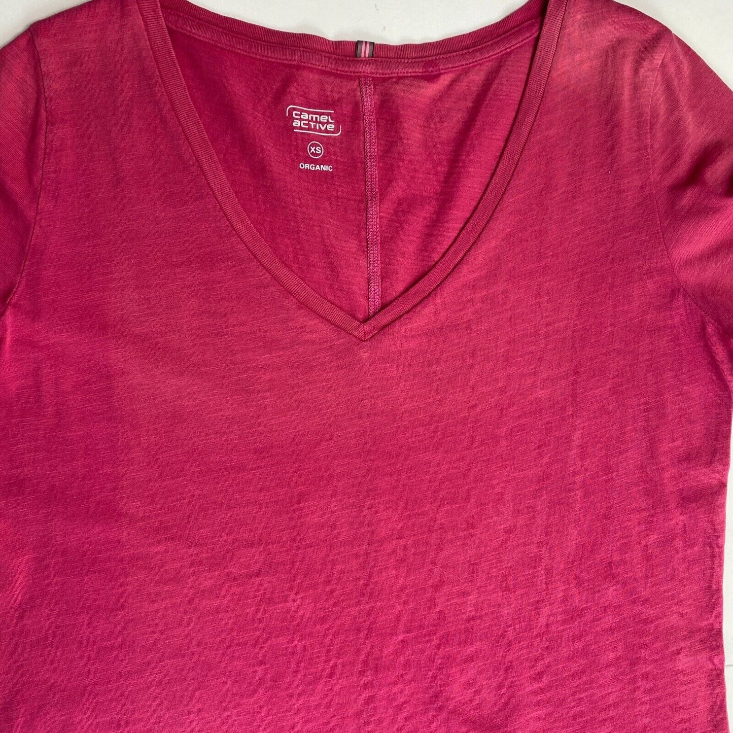 Camel Active Women Purple Solid V Neck Short Sleeves T Shirt Size XS