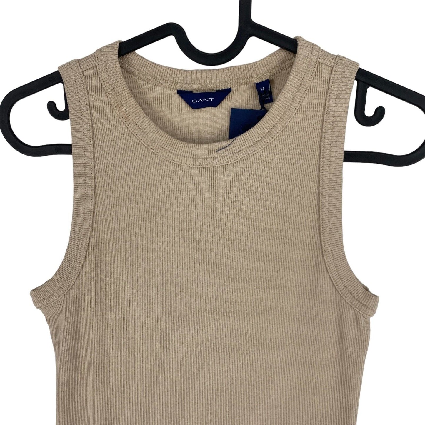 GANT – Tanktop mit hohem Kragen und Rippenmuster, Größe XS, Braun