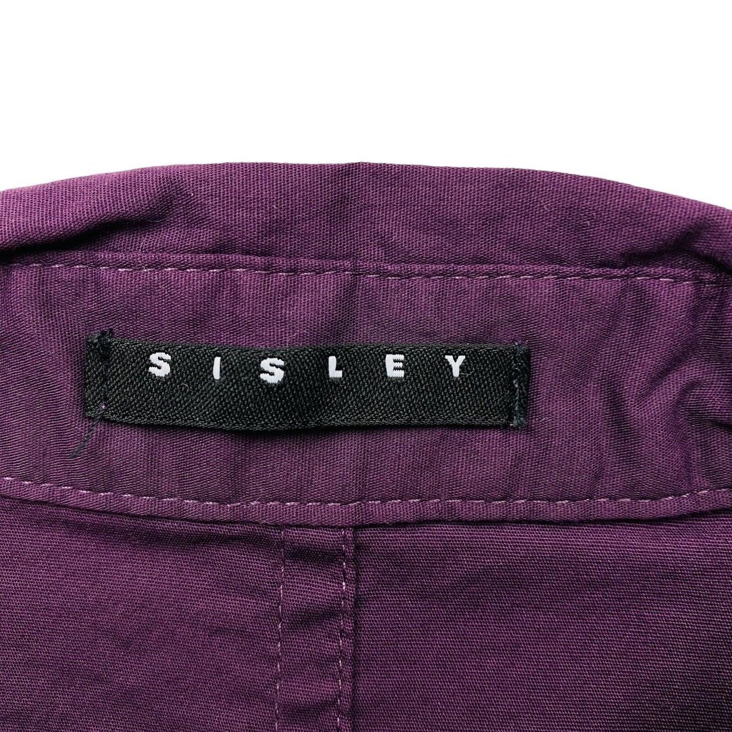 SISLEY Dark Purple Cotton Blend Short Sleeves Shirt Size S