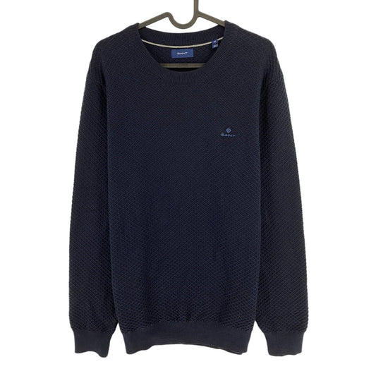 GANT Navy Blue Texture Crew Neck Sweater Pullover Size M