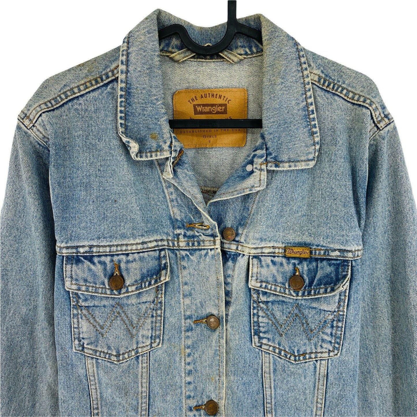 WRANGLER Blue Vintage Denim Jeans Jacket Size S Made in USA