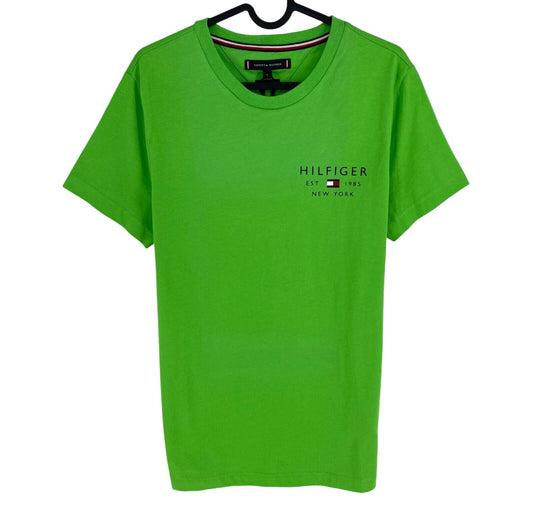 TOMMY HILFIGER Men Green Logo Slim Fit Short Sleeve Crew Neck T-Shirt Size S