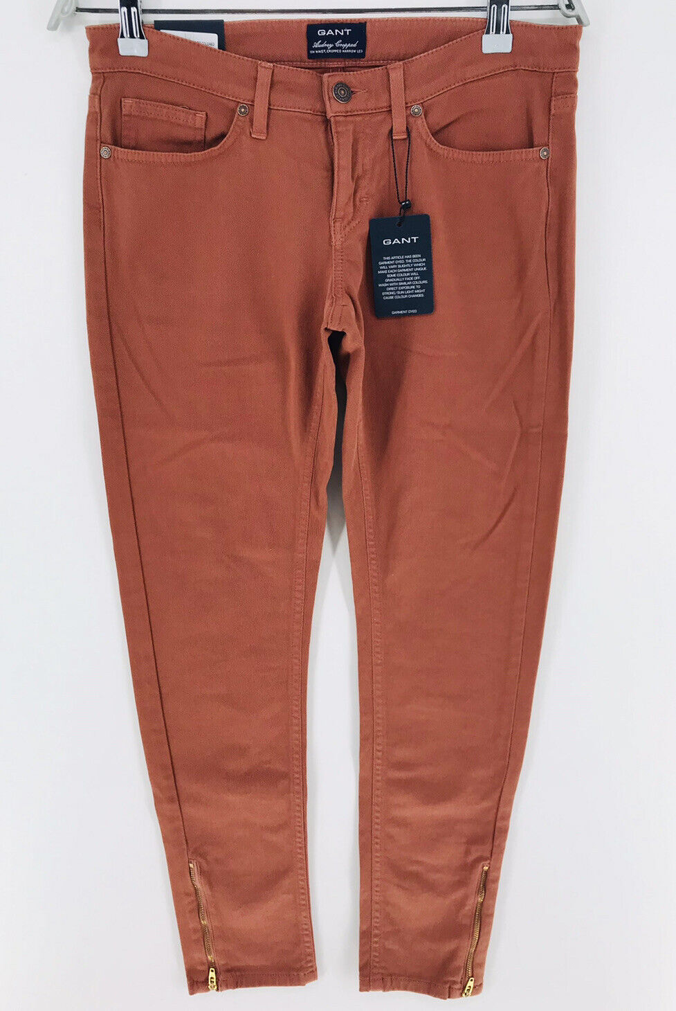 €169 GANT AUDREY Women Brown Orange Low Waist Narrow Leg Fit Cropped Jeans W27