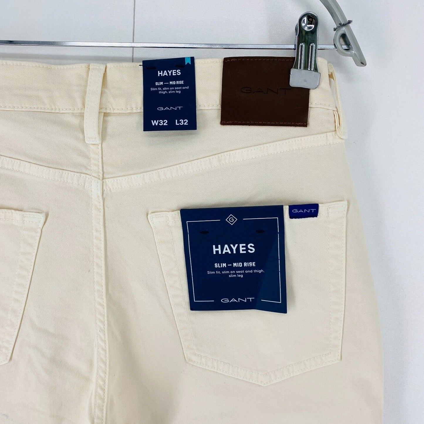 GANT HAYES Mens Light Beige Slim Fit Jeans Size W32 L32