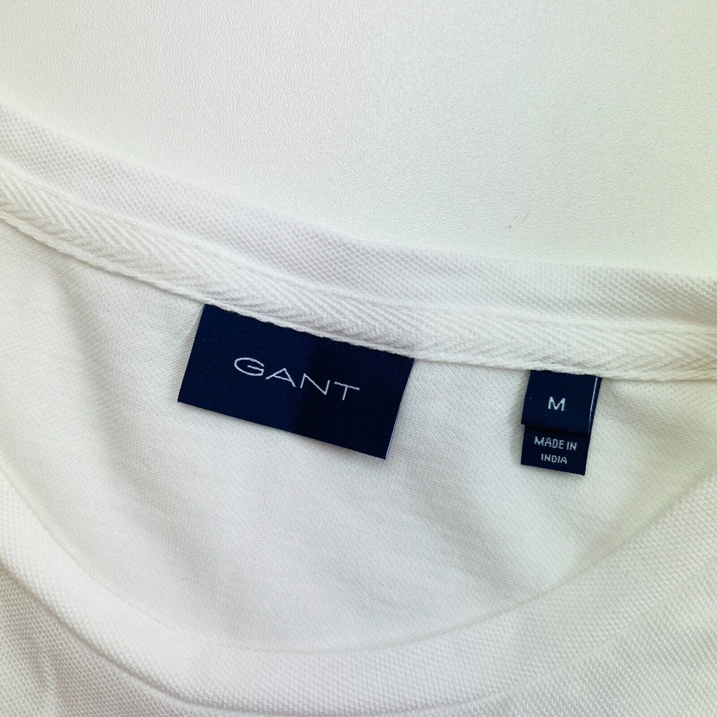 GANT White Pique Crew Neck T-Shirt Size M