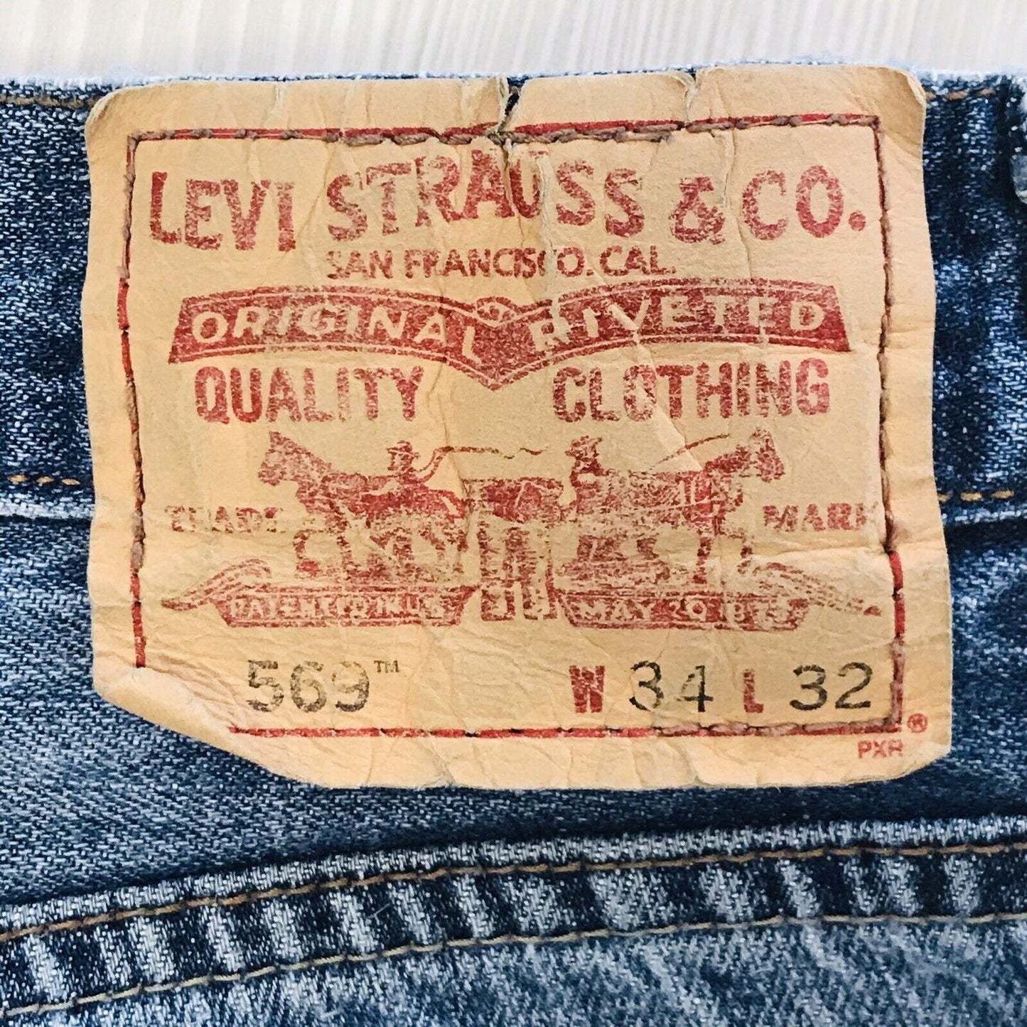 Levi's 569 Custom Made Blue Relaxed Straight Fit Cut-Off Shorts W34