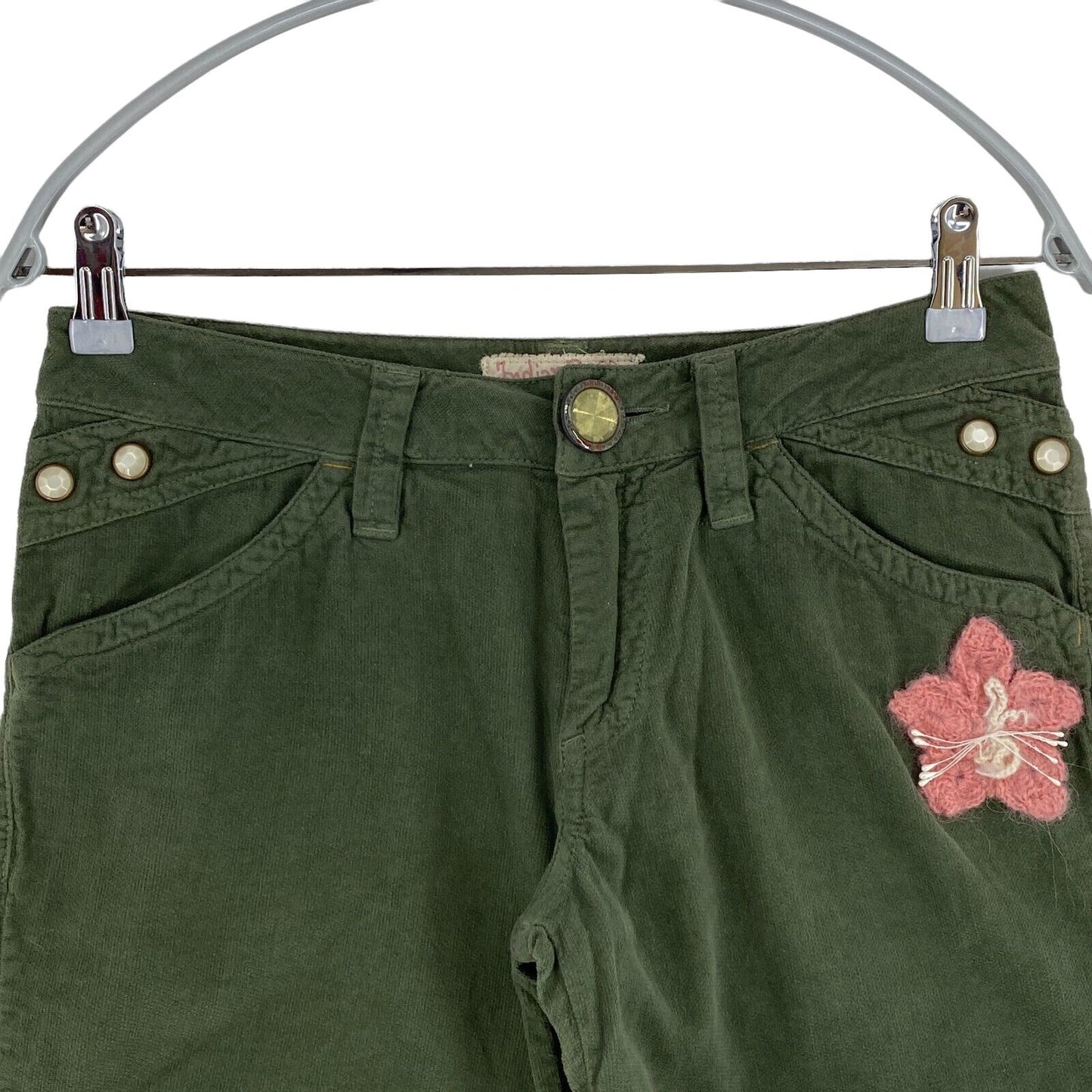 INDIAN ROSE Green 100% Cotton Bermuda Shorts Size 26 W28