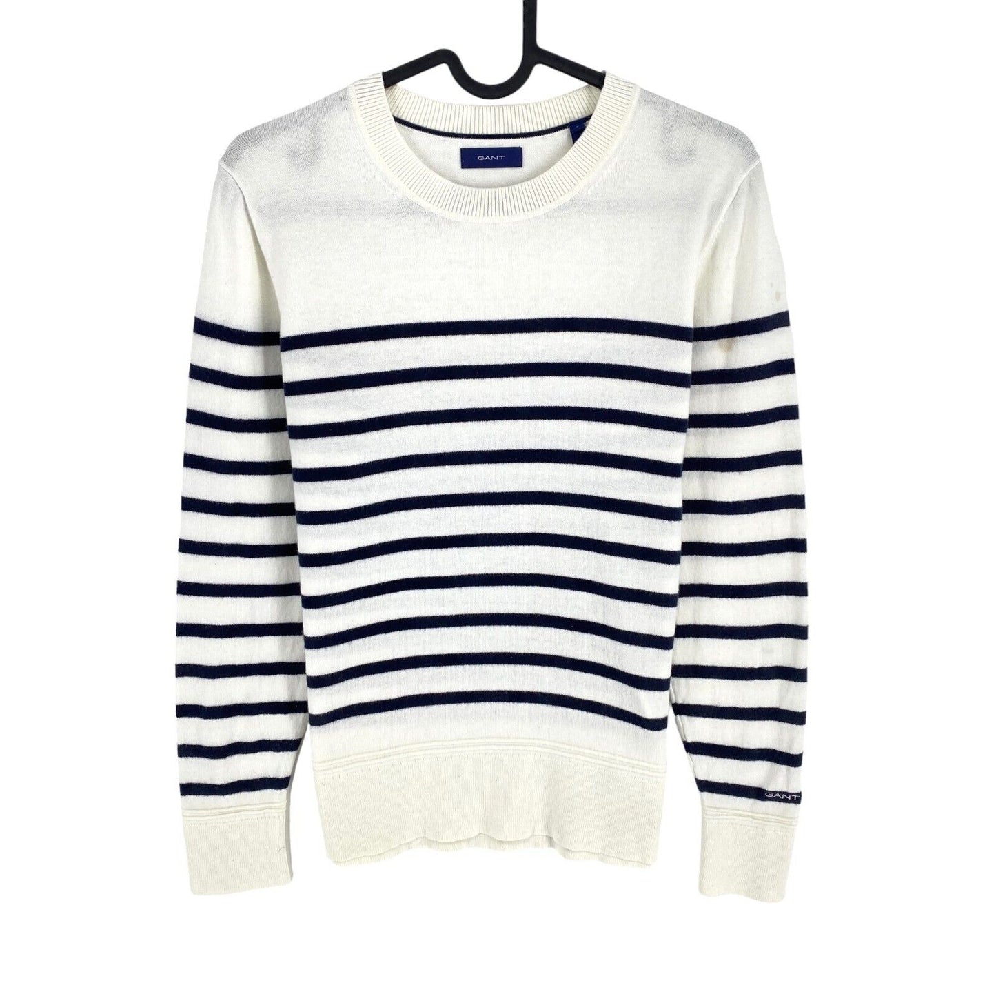 GANT White Striped Crew Neck Sweater Jumper Size S