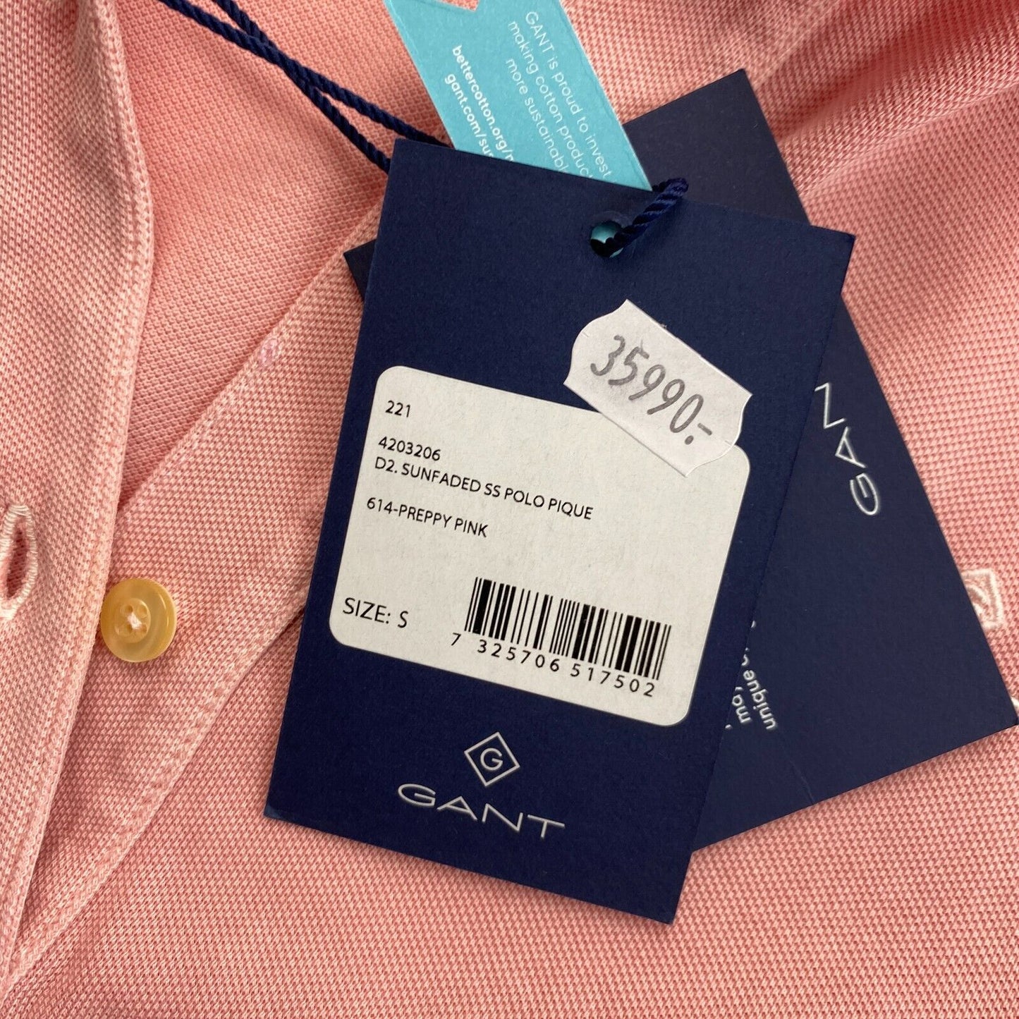 GANT – Poloshirt aus Piqué, sonnenverblasst, Pink, Größe S