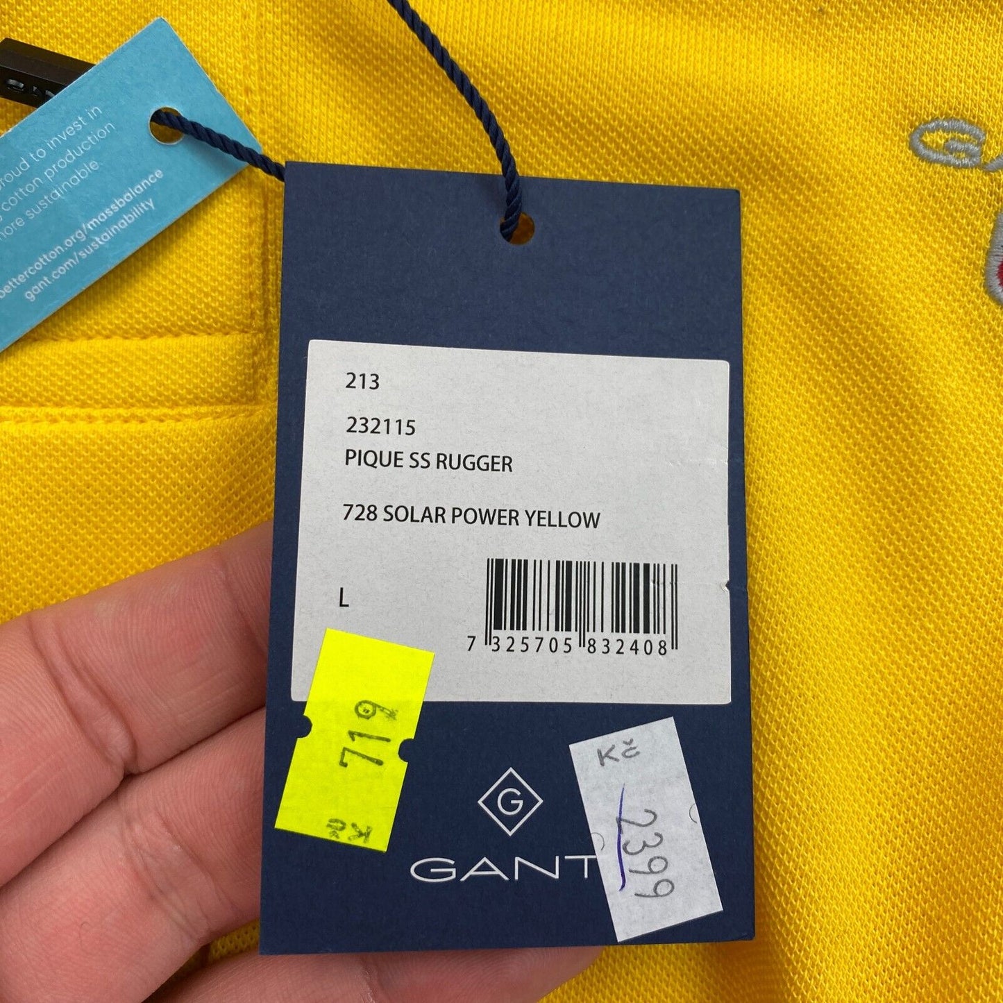 GANT Men Yellow Original Pique Rugger Polo Shirt Size L