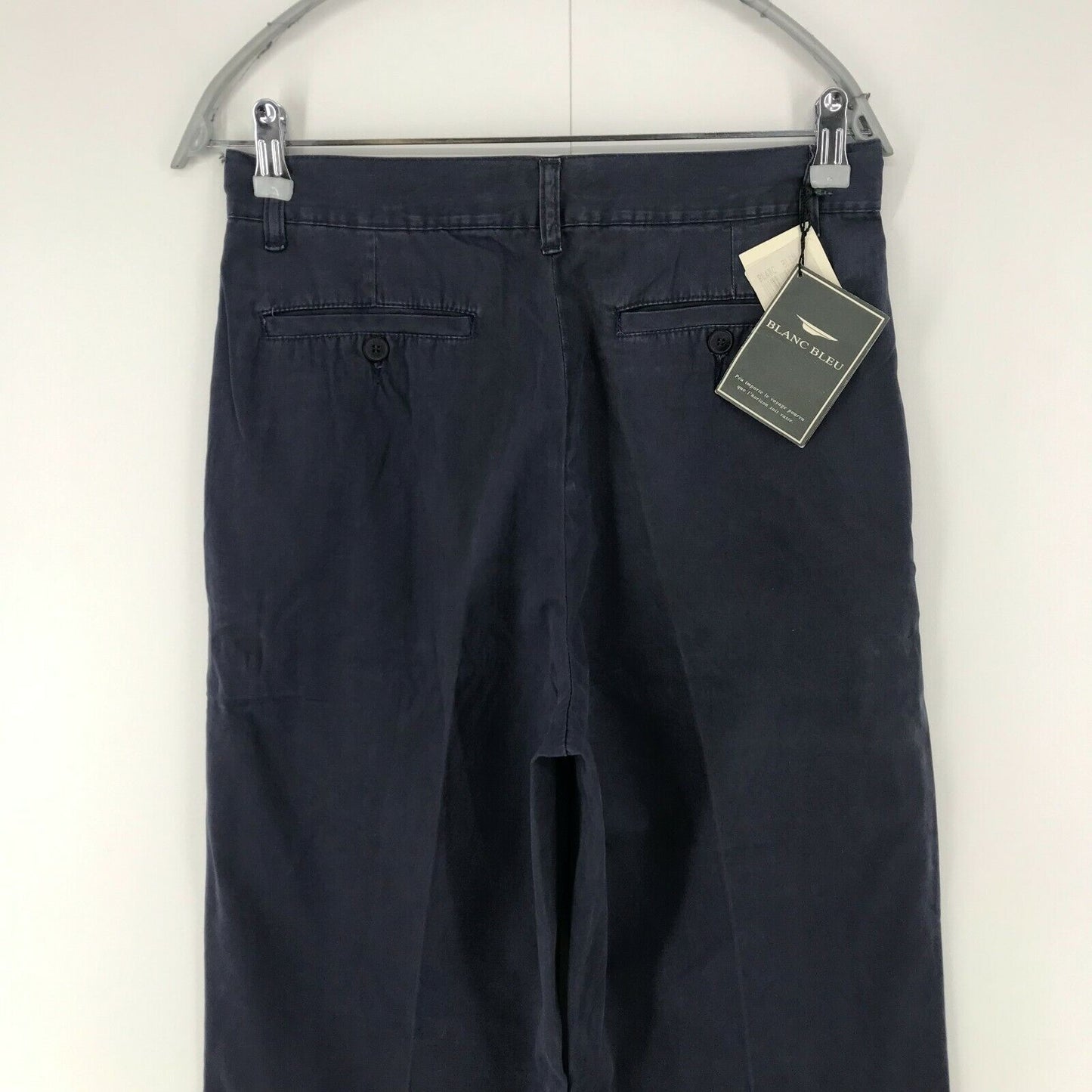 BLANC BLEU Women Dark Blue Relaxed Tapered Fit Trousers EUR 40 W30