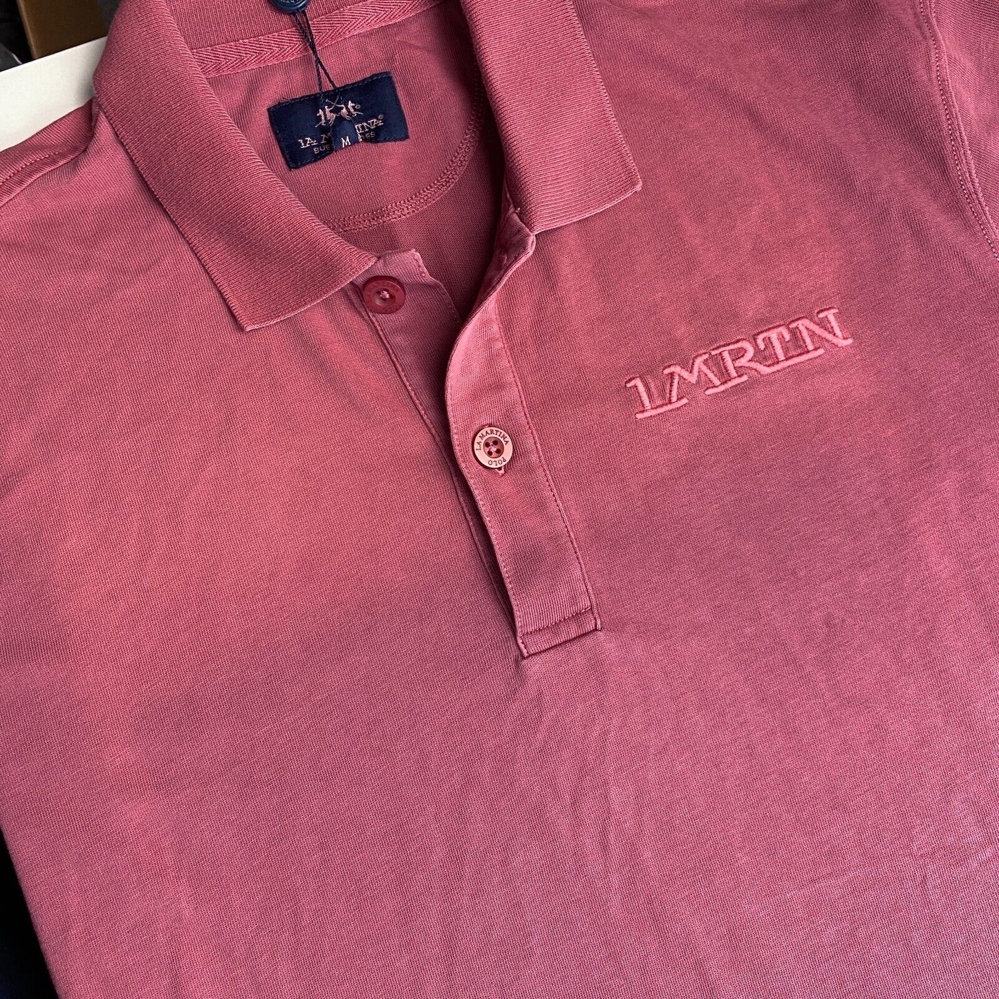 LA MARTINA Dark Pink Cotton Polo Shirt Size M