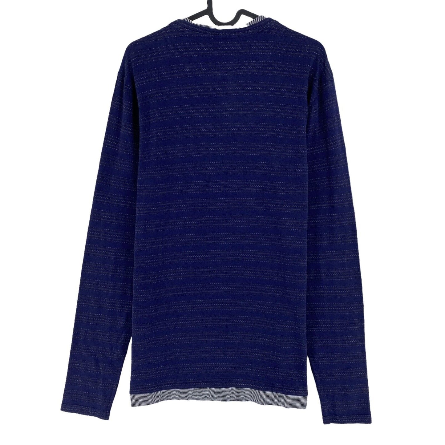 SCOTCH & SODA Navy Blue Stripes Long Sleeve Henley Neck T Shirt Size M L