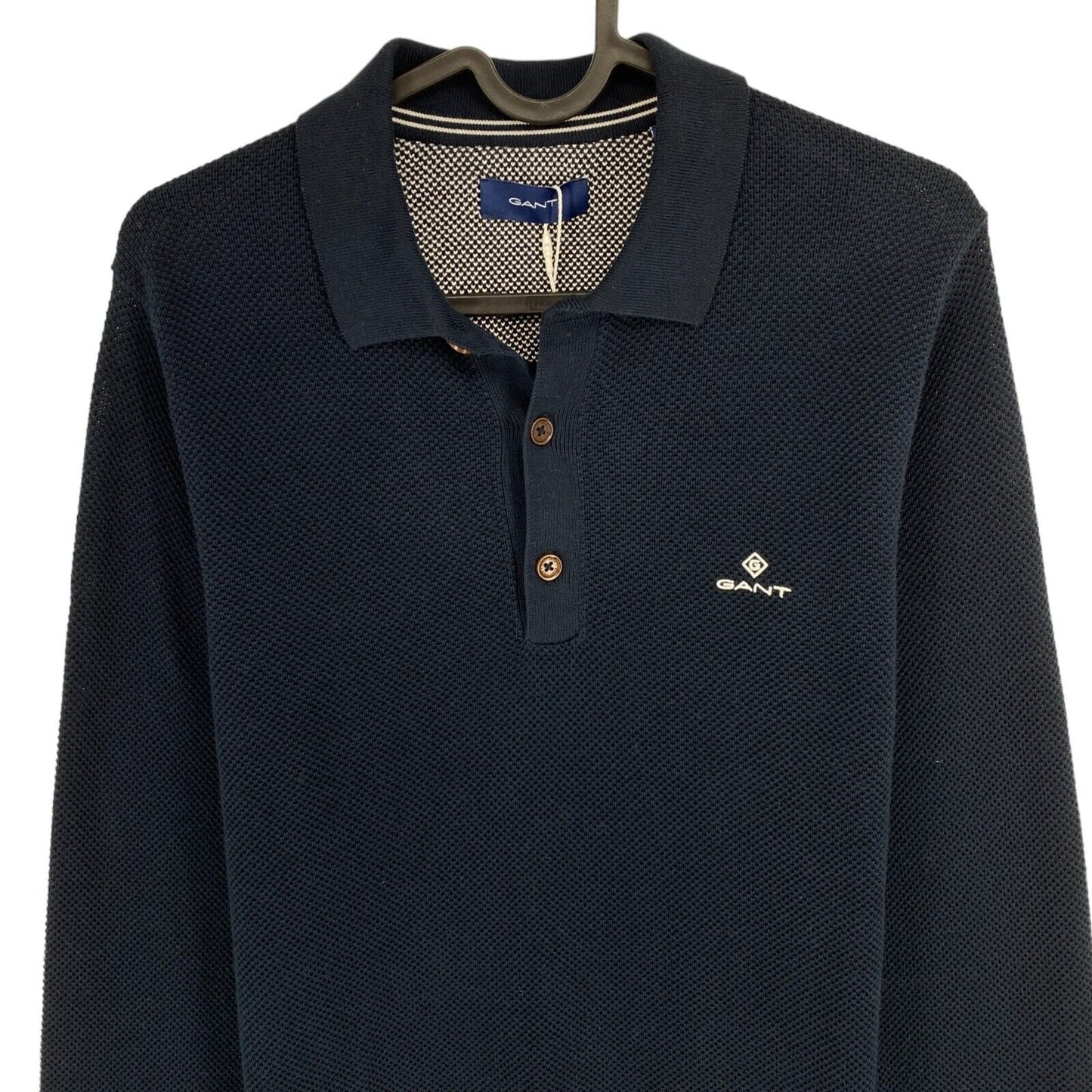 GANT Polo-Pullover aus Baumwollpikee, Marineblau, Größe S