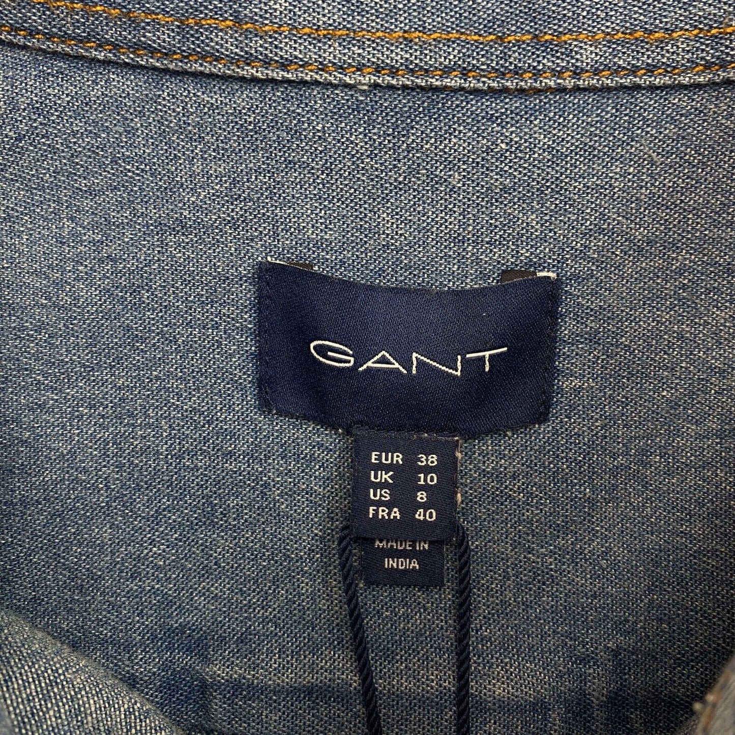 GANT Women Navy Blue Denim Sawtooth Long Sleeves Shirt Size EU 38 UK 10 US 8