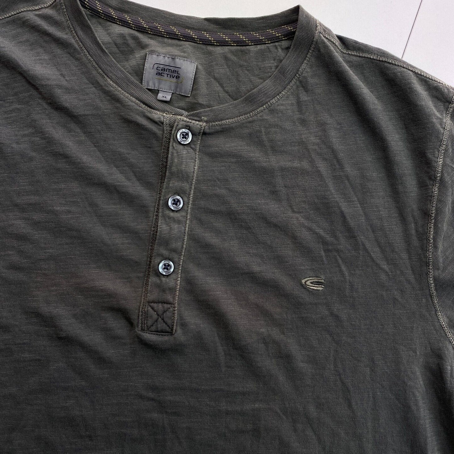 CAMEL ACTIVE Greyish Green SS Henley Neck T Shirt Size XL