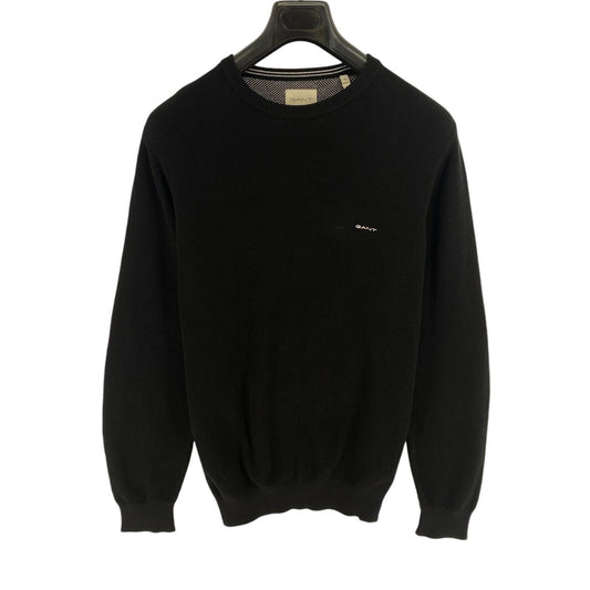 GANT Men Black Cotton Pique Crew Neck Sweater Jumper Size XL