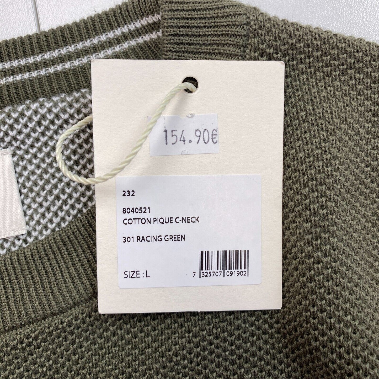 GANT Dunkelgrüner Pullover mit Rundhalsausschnitt aus Baumwollpikee, Größe L