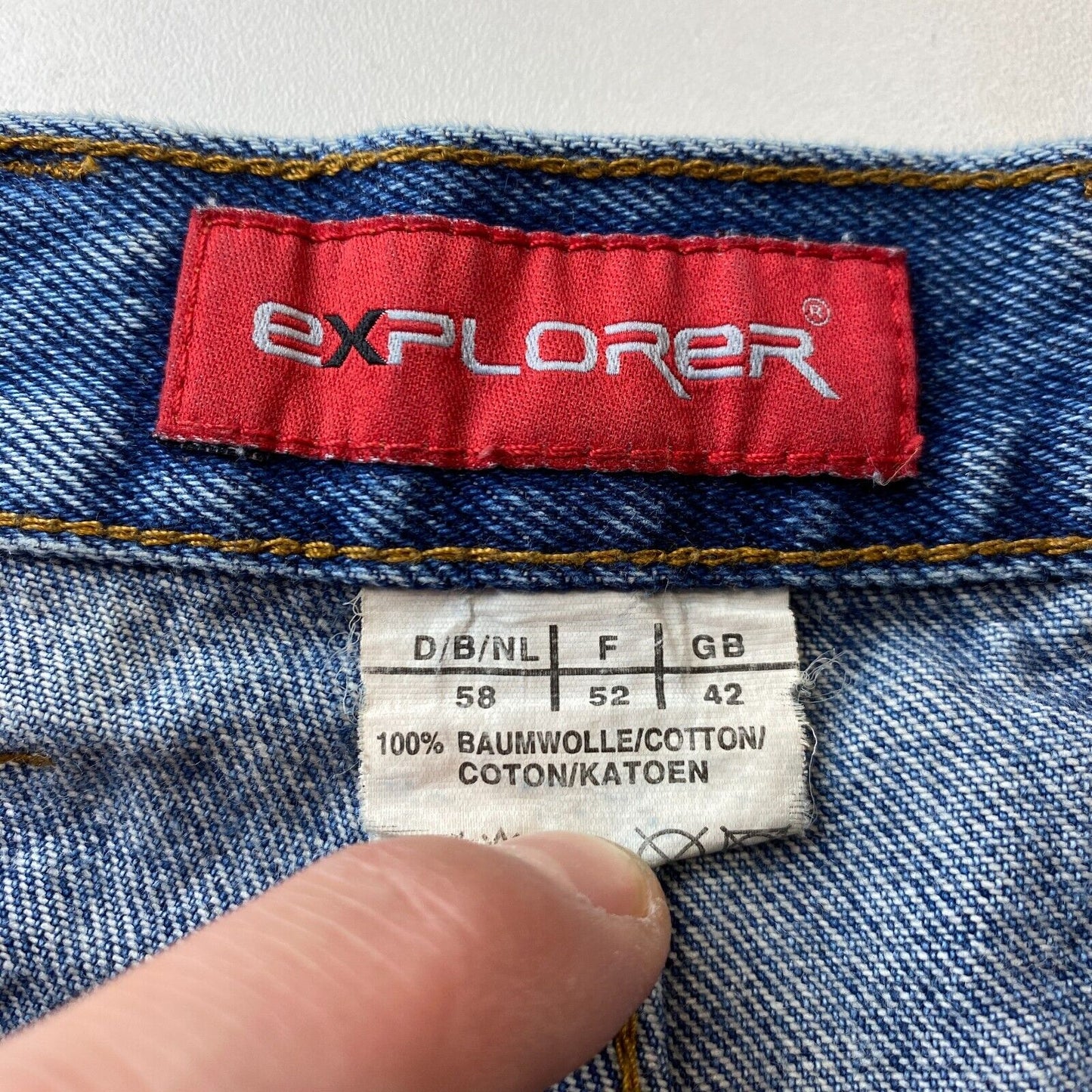 EXPLORER Blue Retro Classic Regular Straight Fit Jeans EU 58 W38 L34