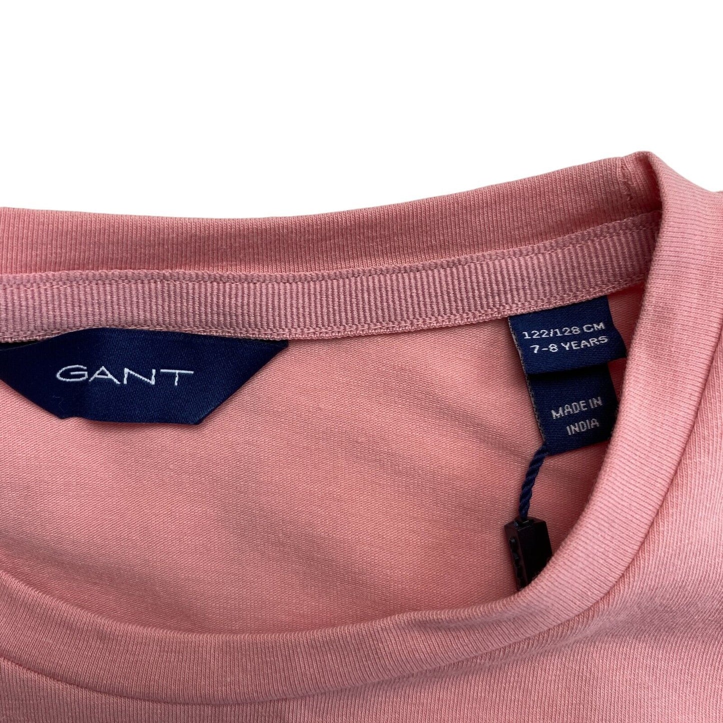 GANT Mädchen T-Shirt, glänzend, Rundhalsausschnitt, Rosa, Größe 7 – 8 Jahre, 122/128 cm