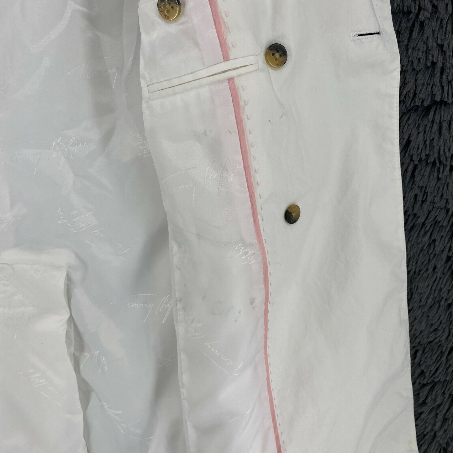 TOMMY HILFIGER White 100% Cotton Trench Coat Size M