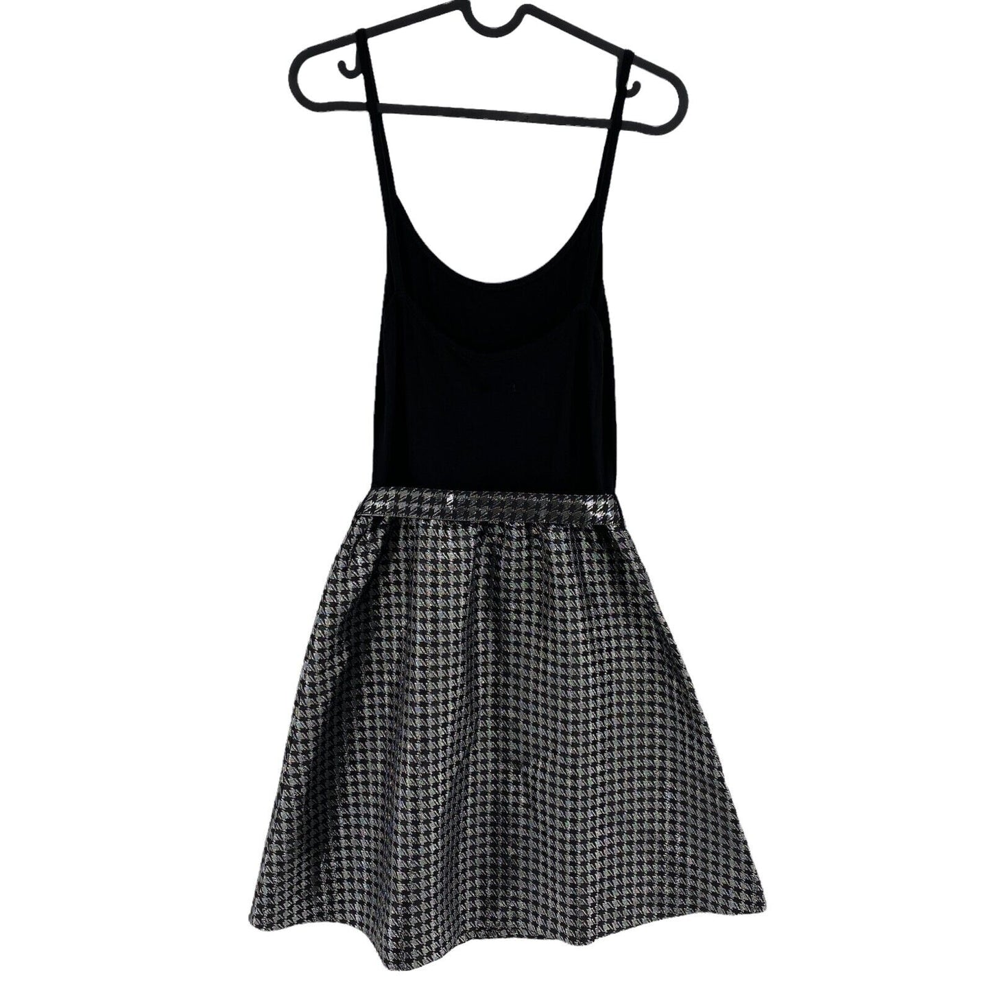 Killah Houndstooth Black Sleeveless Round Neck Flare Dress Size L