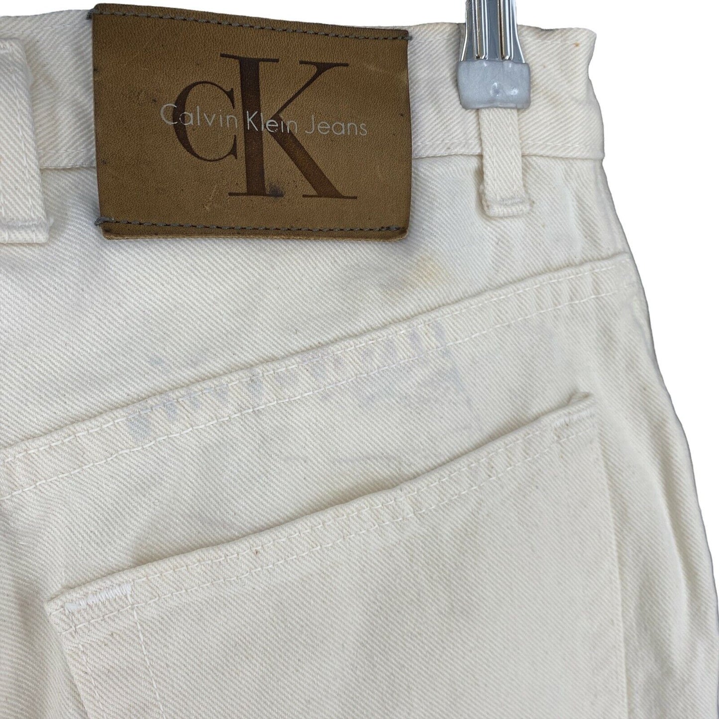 Calvin Klein Women Cream White Regular Straight Fit Jeans W31 L34 Made In USA