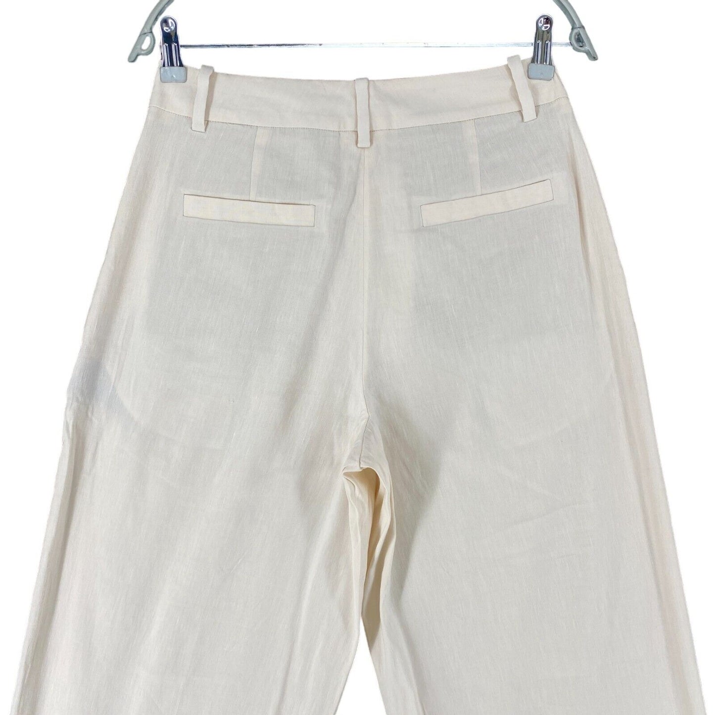 GANT Pantalon en lin mélangé beige clair à jambe large pour femme EUR 38 UK 10 US 8 W28