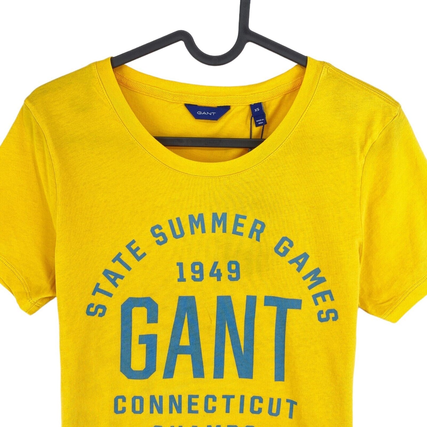 GANT T-shirt à col rond graphique d'été jaune taille XS