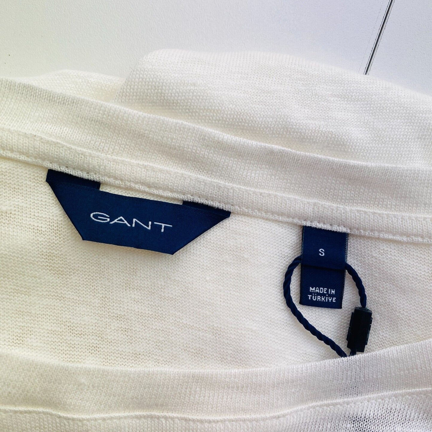 GANT Women White Linen Crew Neck T Shirt Size S