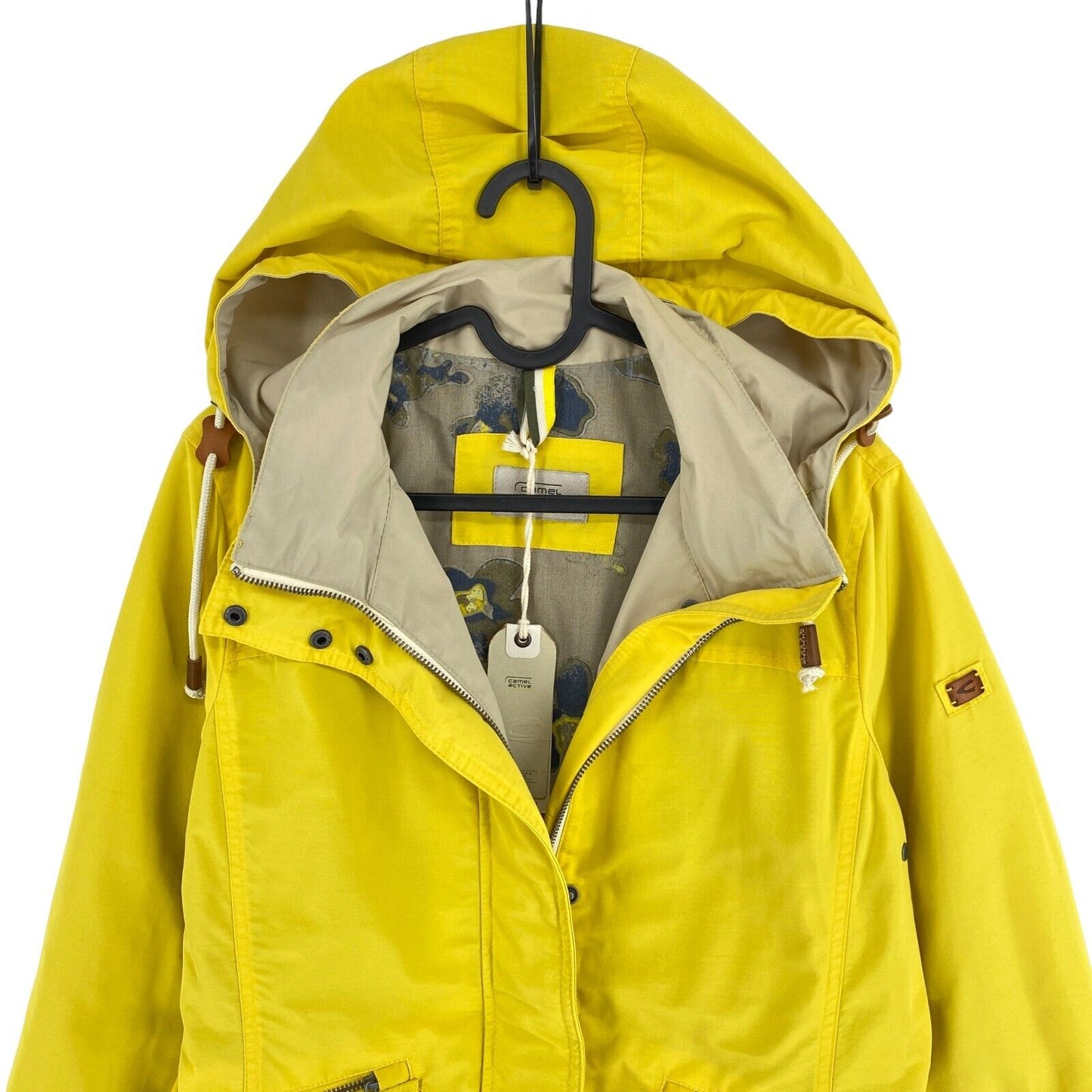 CAMEL ACTIVE Yellow Water Repellent Hooded Coat Jacket Size EU 38 UK 10 US 8