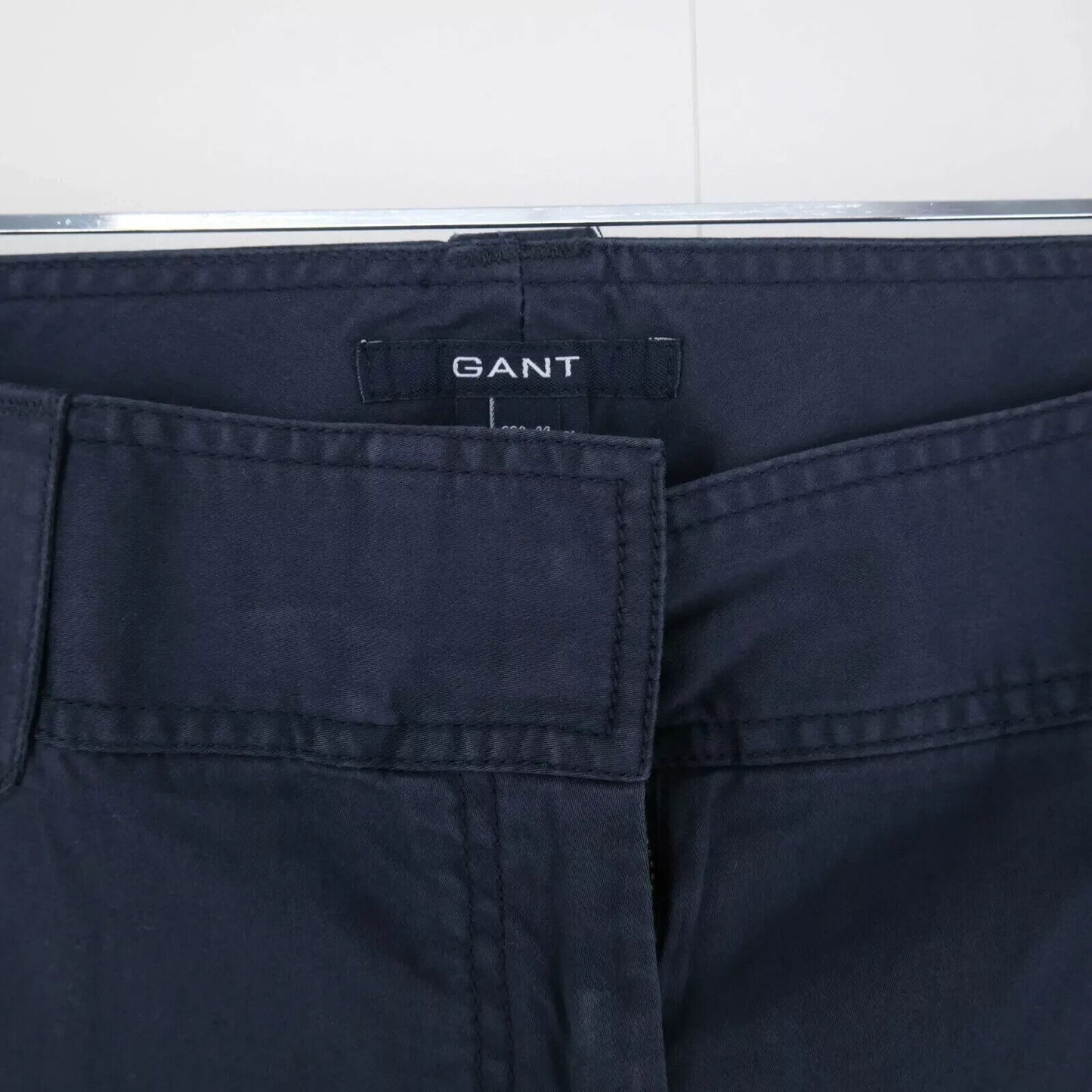 GANT Women Dark Blue Regular Wide Leg Fit Trousers Size EUR 42 UK 16 US 12 W34