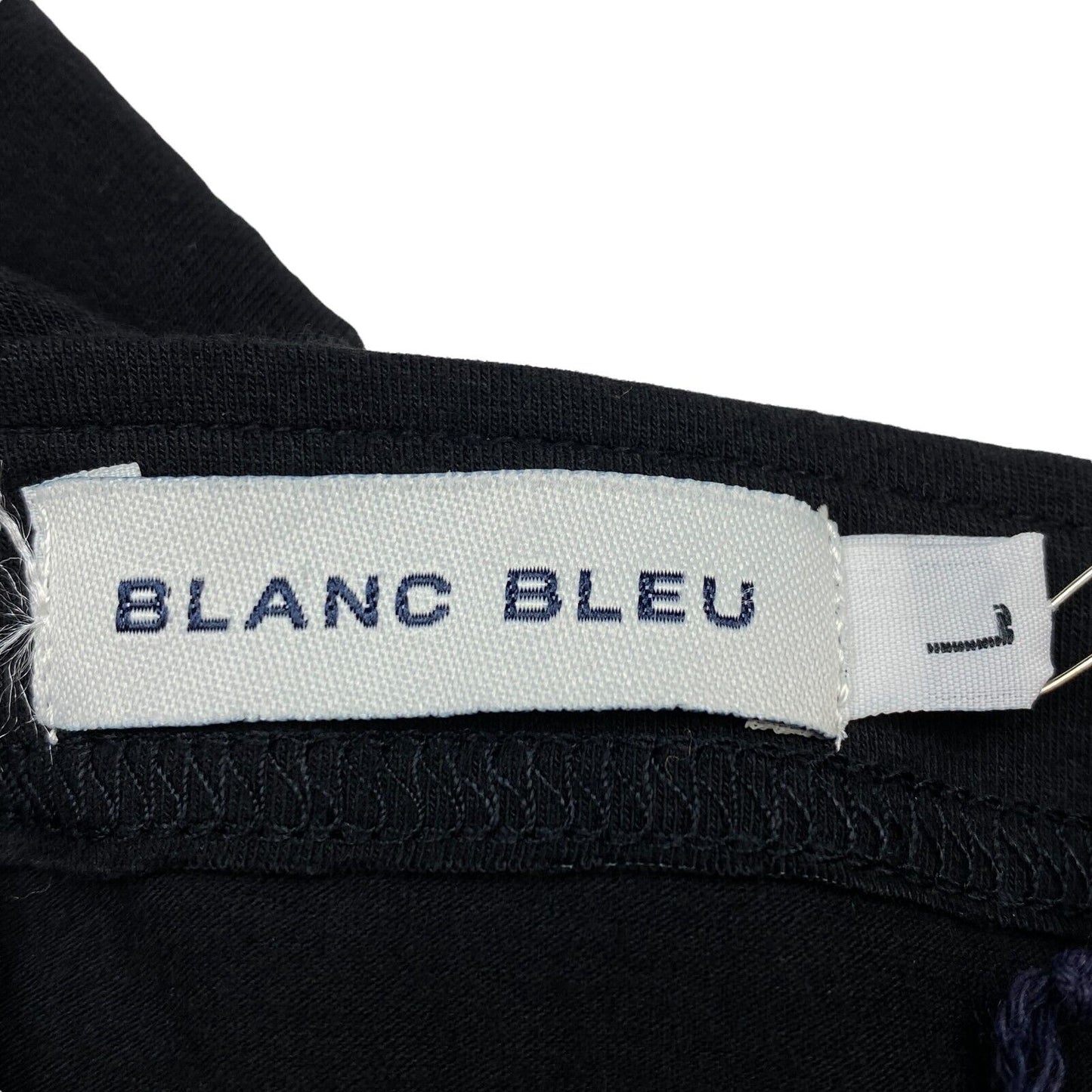 BLANC BLEU Schwarze Bluse, 100 % Baumwolle, ärmellos, One-Shoulder-Top, Größe L