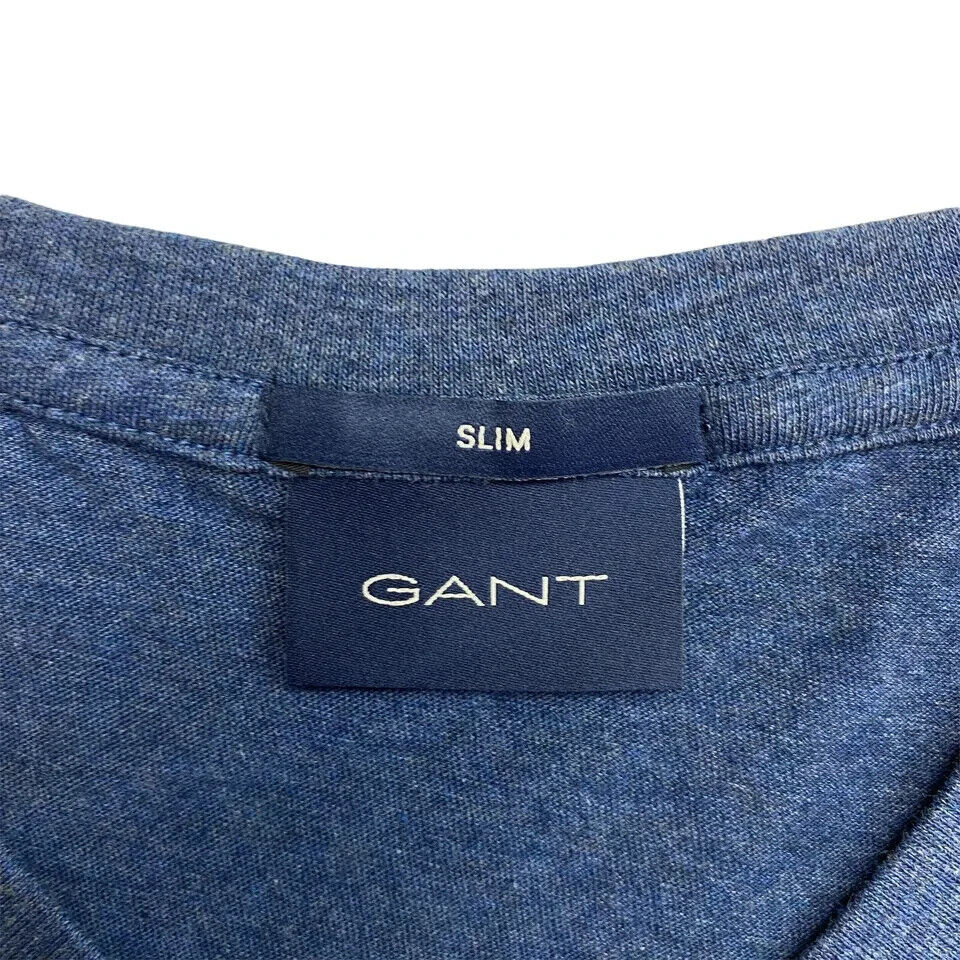 GANT Mens Navy Blue Original Slim V Neck T Shirt Size L