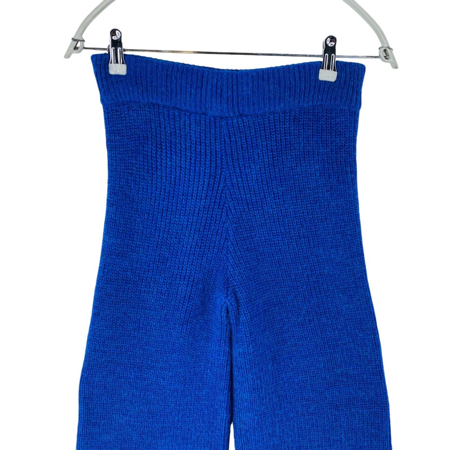 MANGO Women Blue Knitted Regular Straight Fit Trousers Size XS