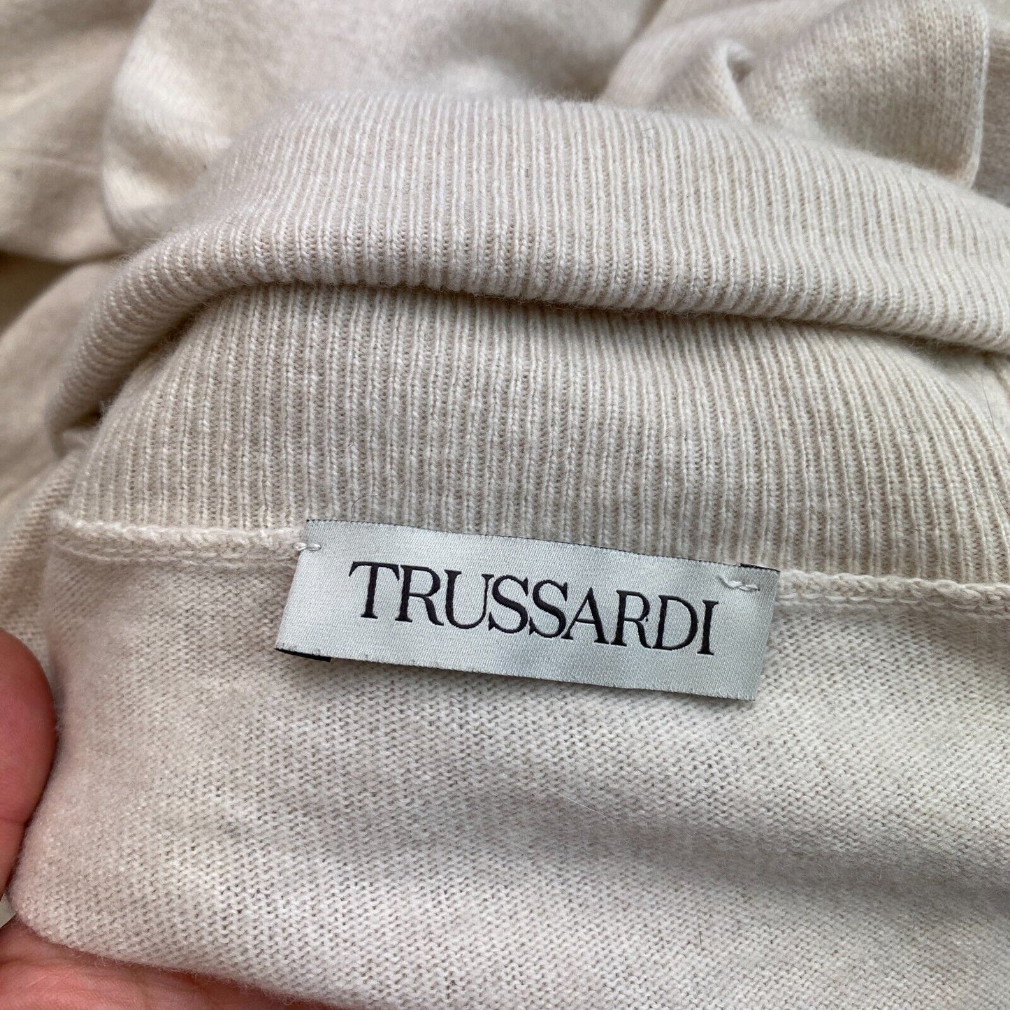 Trussardi Beige Turtle Neck Wool Blend Dress Size M