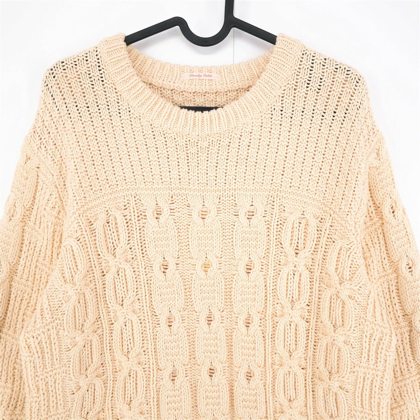 GANT Beige Chunky Cable Crew Neck Sweater Pullover Size M