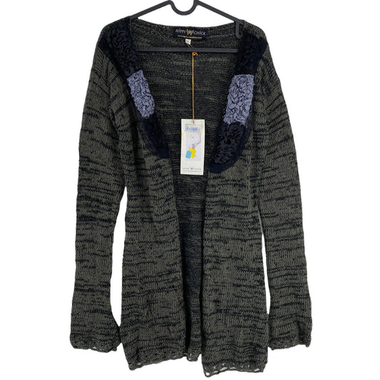 RPR 119 € HIPPY CHICK Court Vert Foncé Tricot Col V Profond Pull Cardigan Taille M