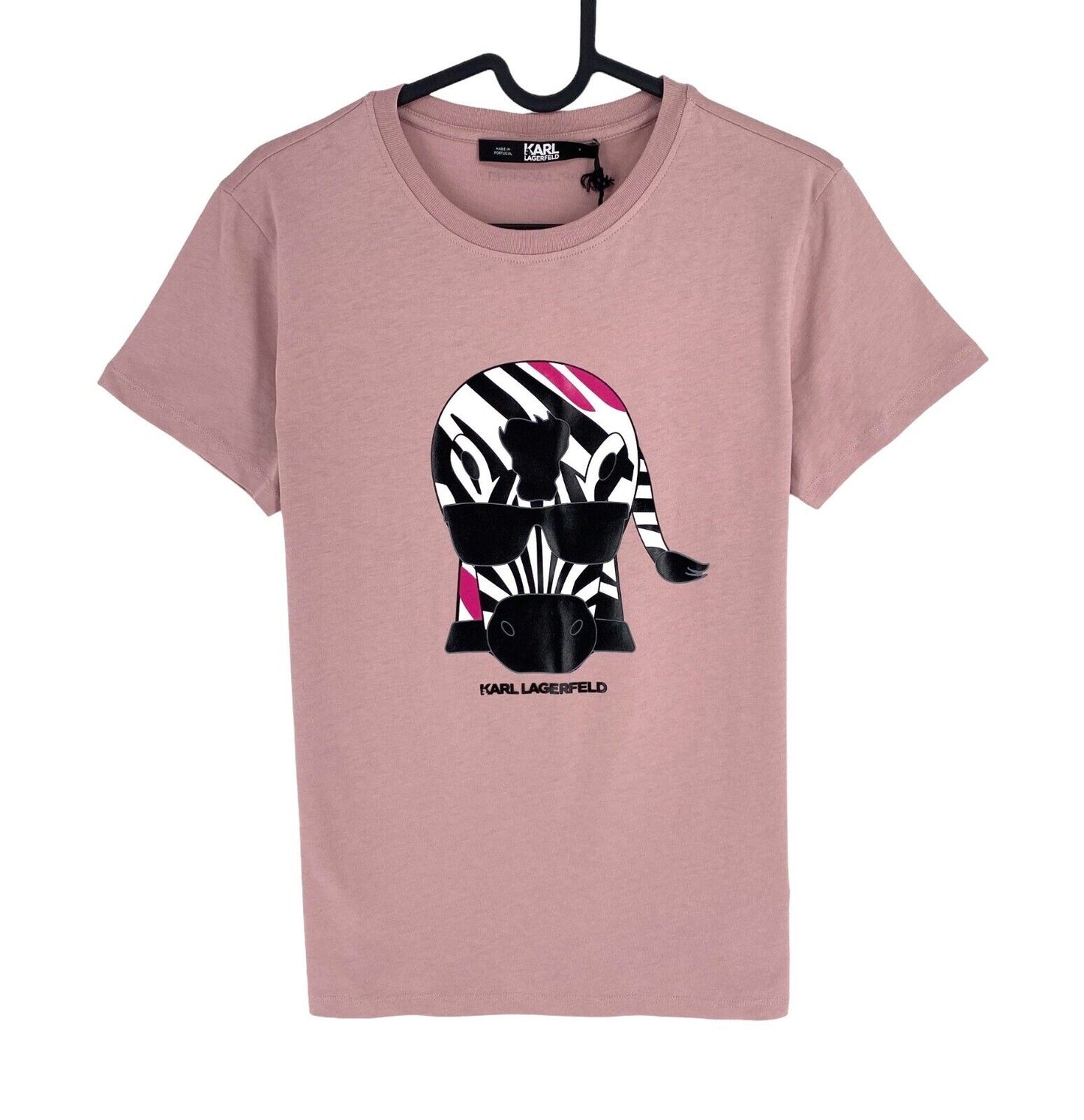 Karl Lagerfeld Women Pink Big Ikonik Animal Crew Neck T Shirt Size S