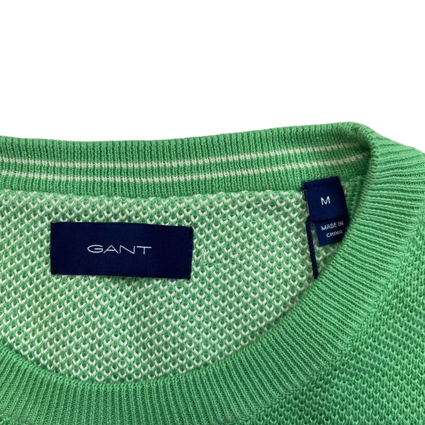 GANT Green Cotton Pique Crew Neck Sweater Jumper M